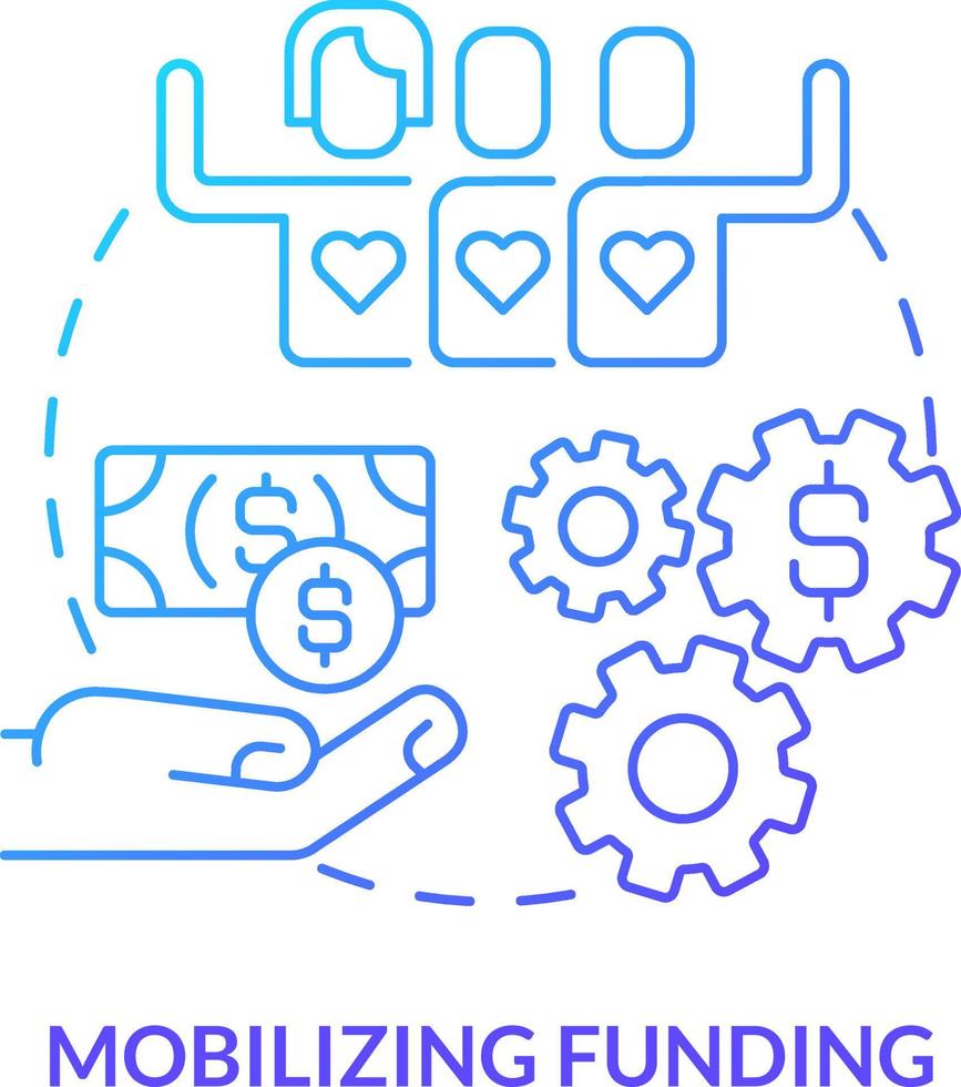 Mobilizing funding blue gradient concept icon. Financing LGBT community. State and government support abstract idea thin line illustration. Isolated outline drawing vector