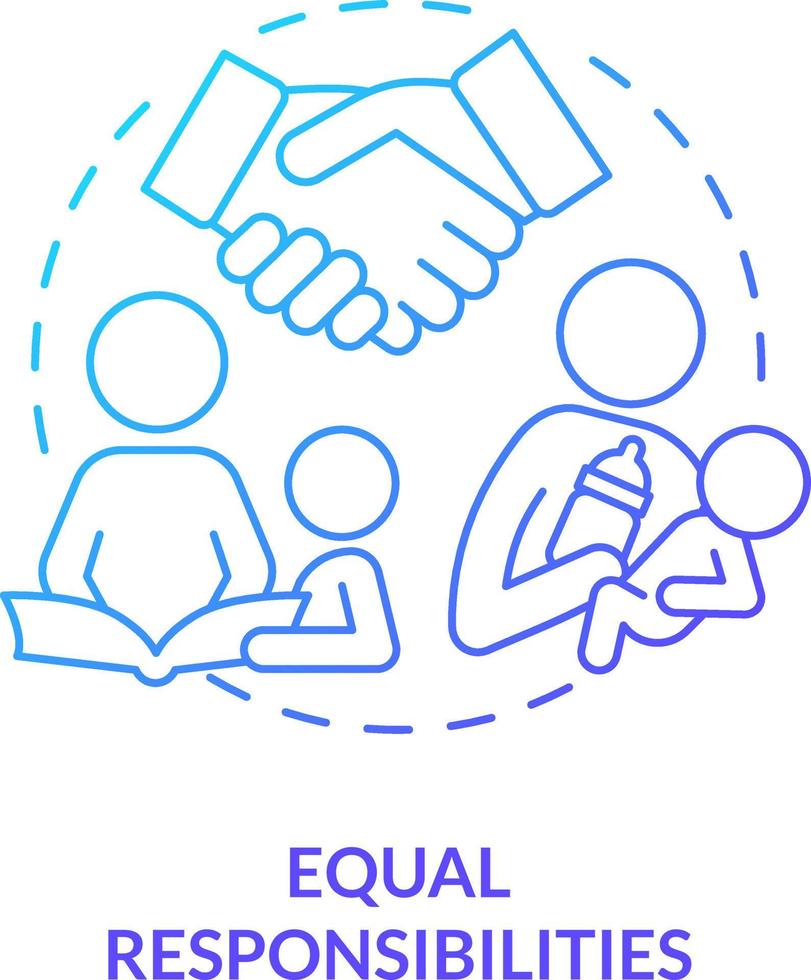 Equal responsibilities blue gradient concept icon. Raising child. Benefit of same-sex parenting abstract idea thin line illustration. Isolated outline drawing vector