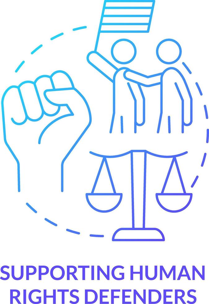 Supporting human rights defenders blue gradient concept icon. Active fighters. State support abstract idea thin line illustration. Isolated outline drawing vector