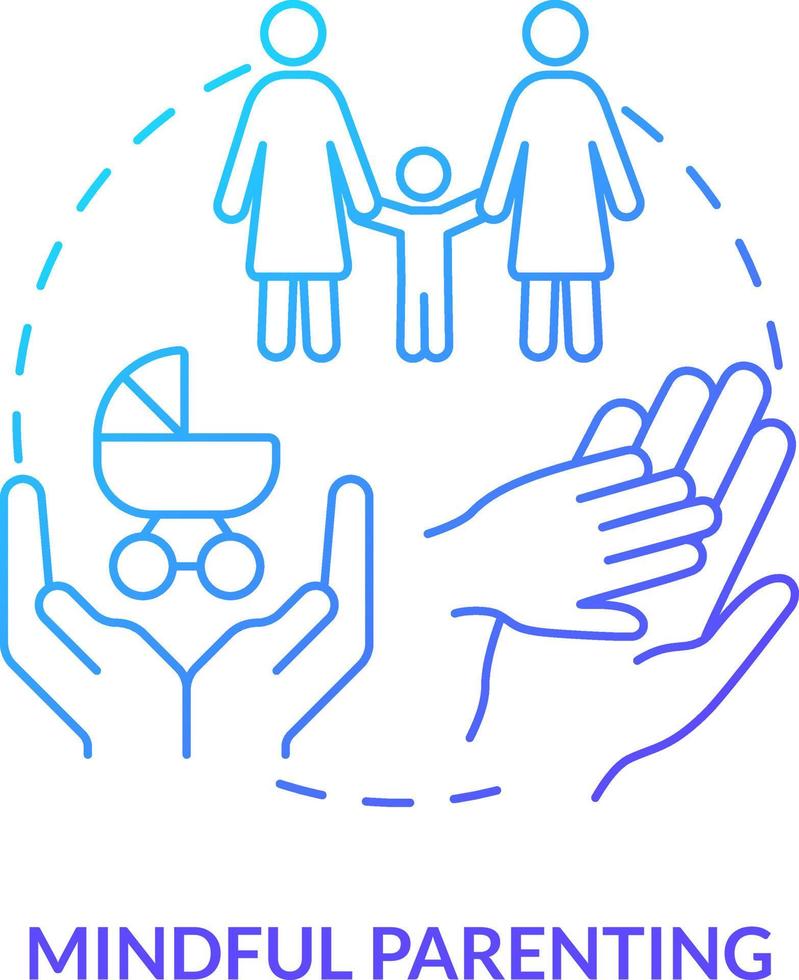 Mindful parenting blue gradient concept icon. Motivated decision. Benefit of same-sex parenting abstract idea thin line illustration. Isolated outline drawing vector