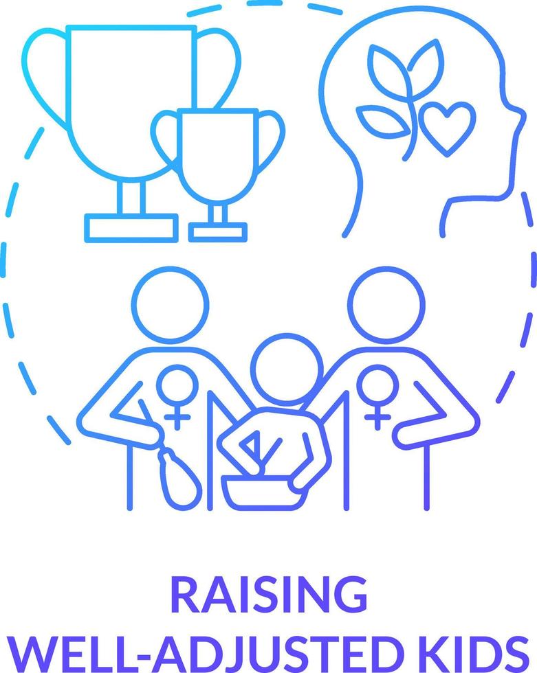 Raising well adjusted kids blue gradient concept icon. Raising child. Benefit of same-sex parenting abstract idea thin line illustration. Isolated outline drawing vector
