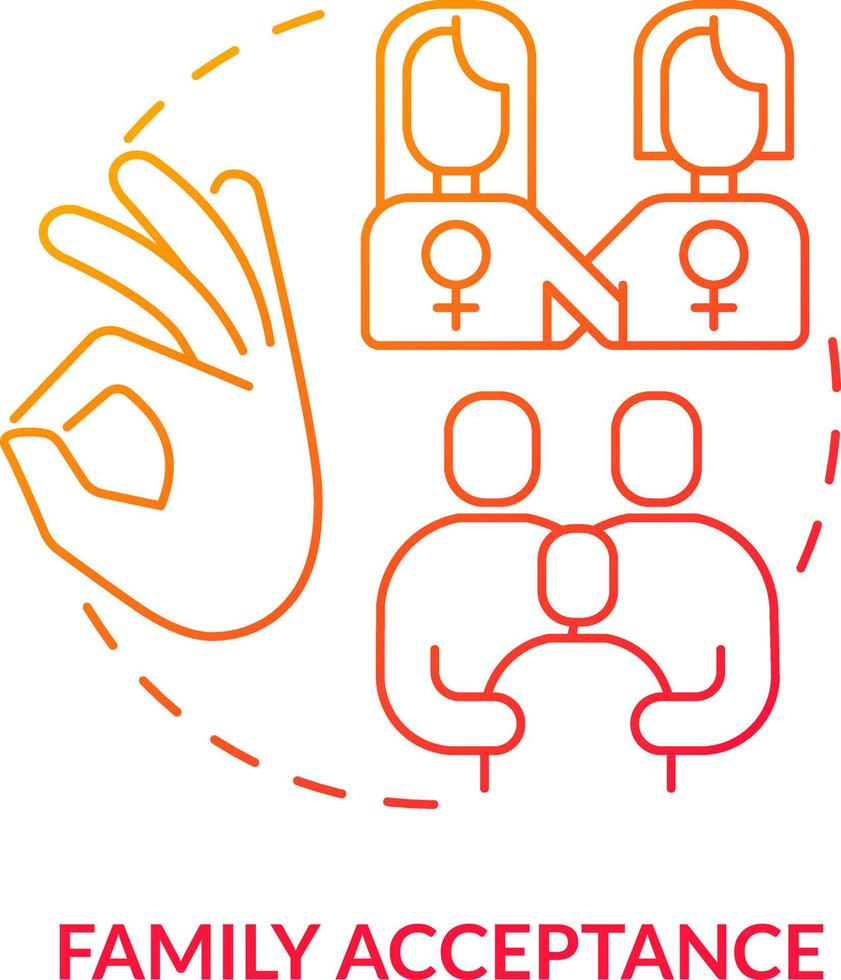 Family acceptance red gradient concept icon. Relationship conflict. Issue within LGBT couples abstract idea thin line illustration. Isolated outline drawing vector
