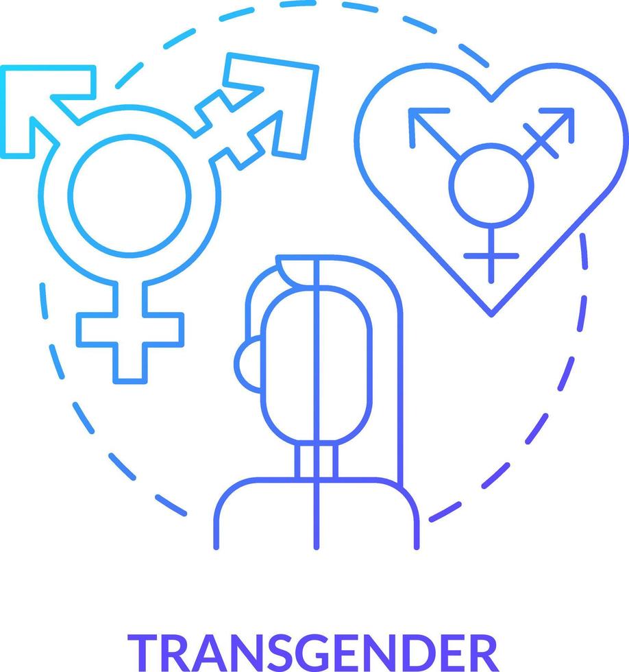 Transgender blue gradient concept icon. Gender identity differs from sex. LGBT community member abstract idea thin line illustration. Isolated outline drawing vector