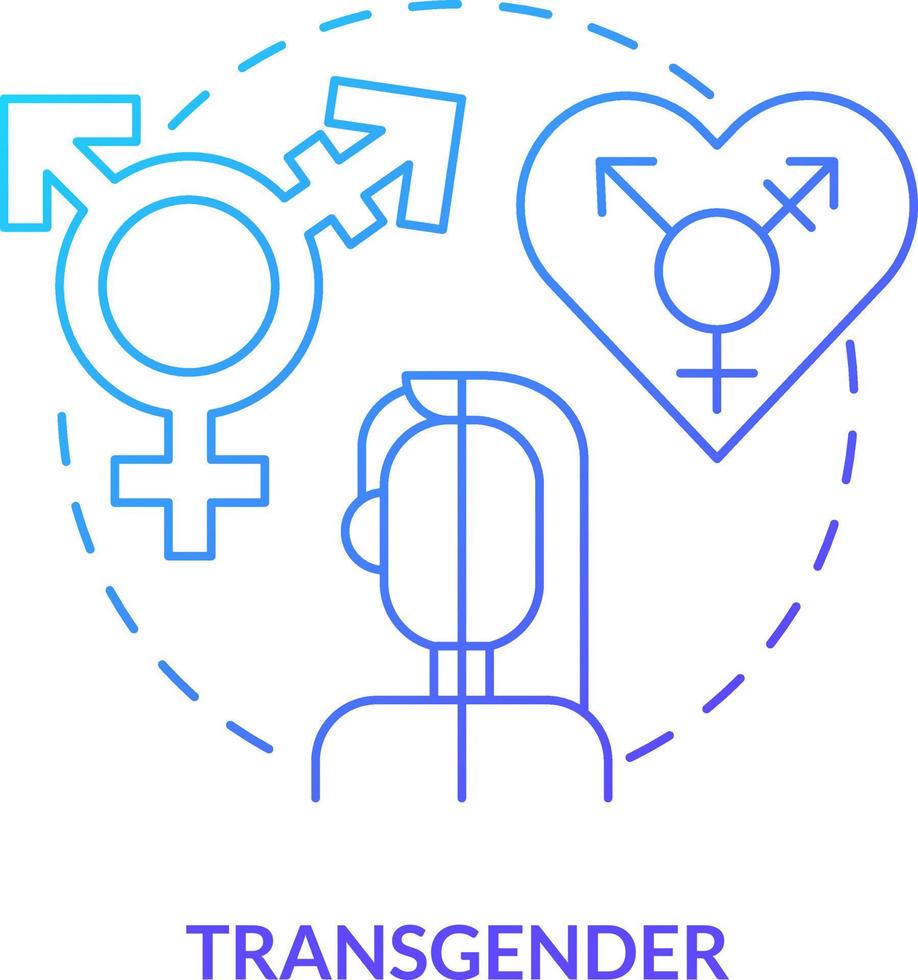 Transgénero azul degradado concepto icono. género identidad difiere desde sexo. lgbt comunidad miembro resumen idea Delgado línea ilustración. aislado contorno dibujo vector