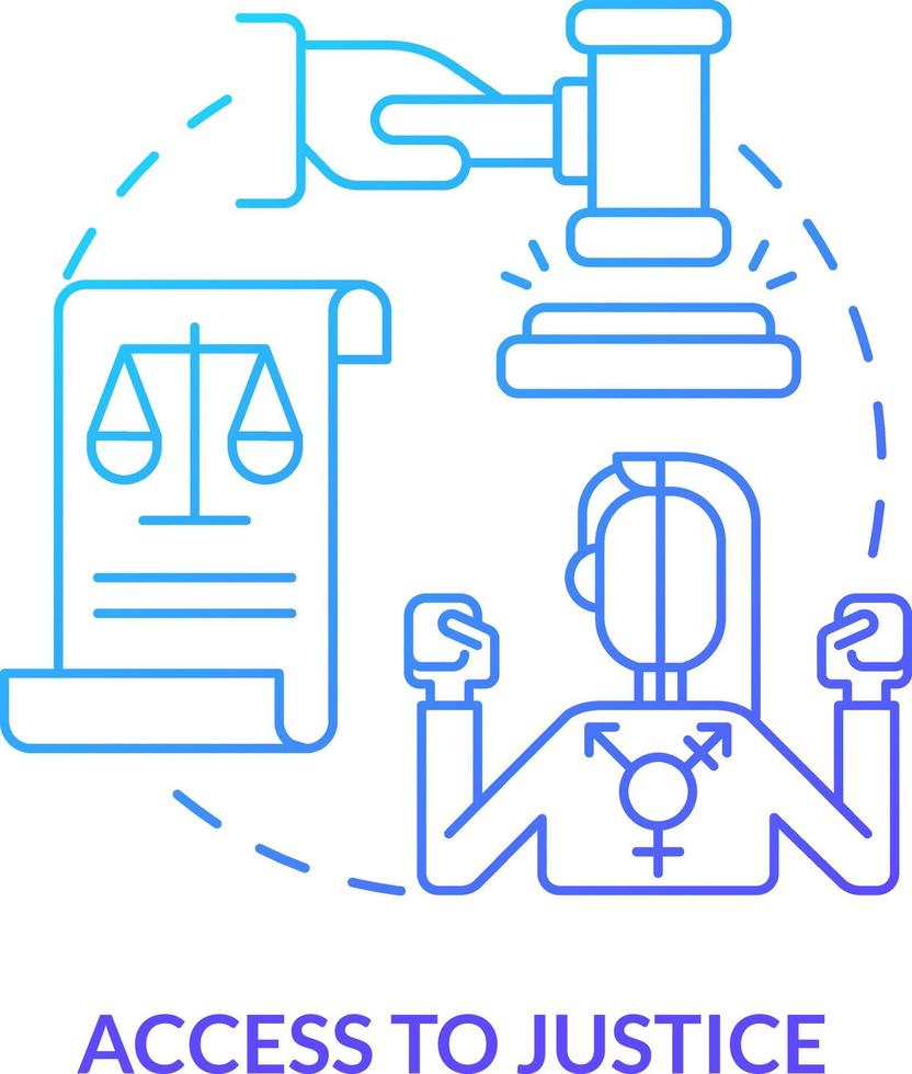 Access to justice blue gradient concept icon. Equal protection under law. LGBT community program abstract idea thin line illustration. Isolated outline drawing vector