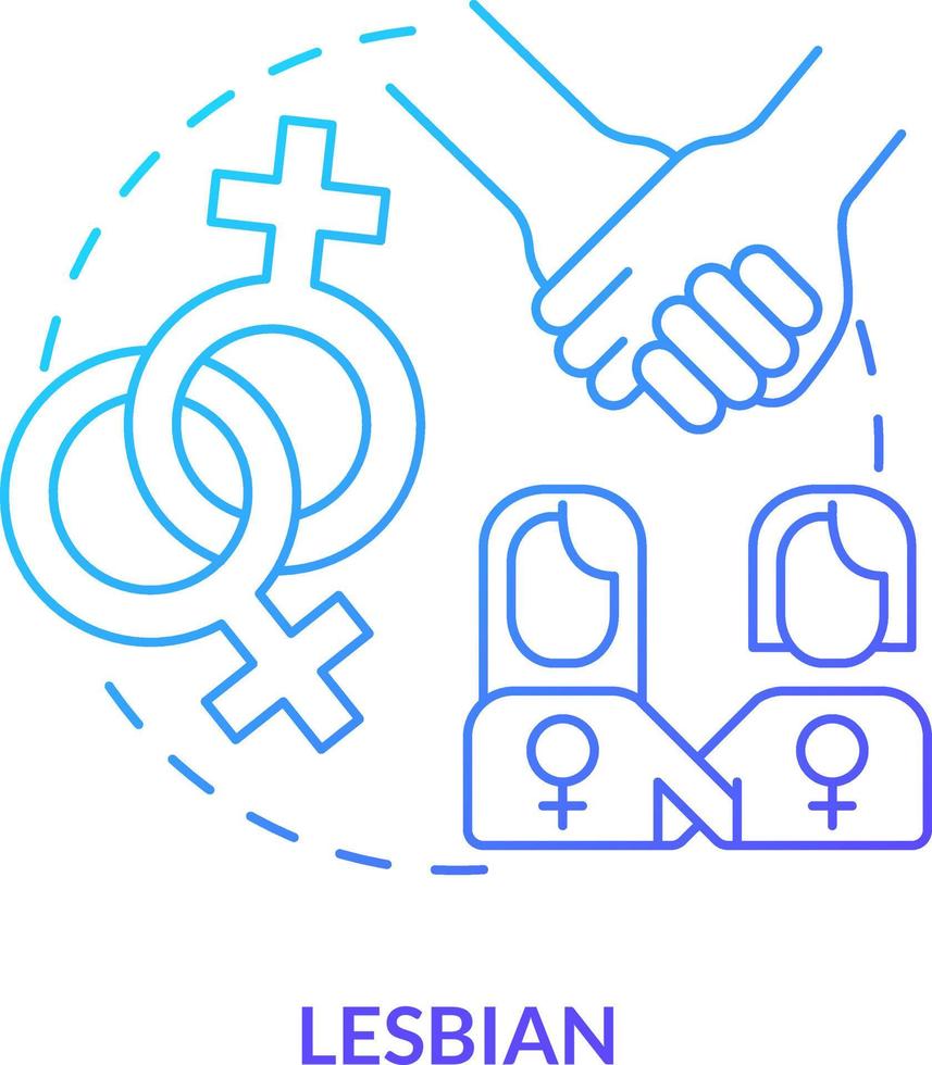 Lesbian blue gradient concept icon. Female same sex partners. Sexual identity. LGBT member abstract idea thin line illustration. Isolated outline drawing vector