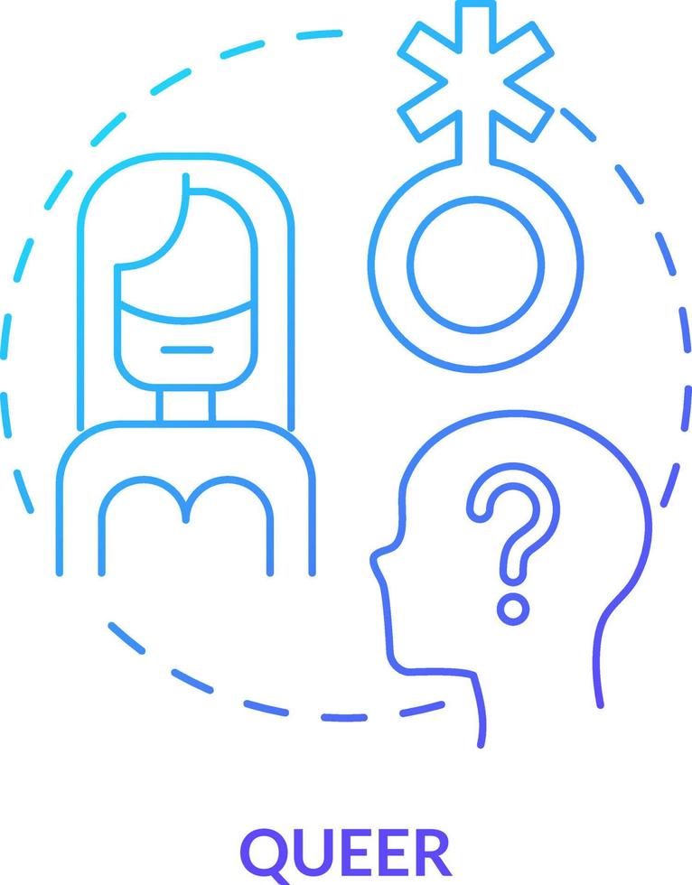 Queer blue gradient concept icon. Questioning. Specific sexual identity. LGBT community member abstract idea thin line illustration. Isolated outline drawing vector