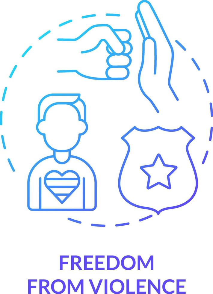 Freedom from violence blue gradient concept icon. Protect from abuse. LGBT community program abstract idea thin line illustration. Isolated outline drawing vector