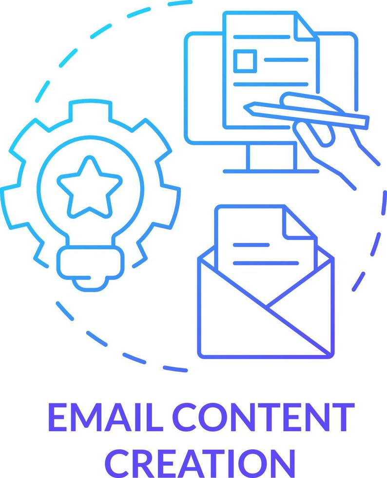 Email content creation blue gradient concept icon. Send message. AI integration in marketing abstract idea thin line illustration. Isolated outline drawing vector