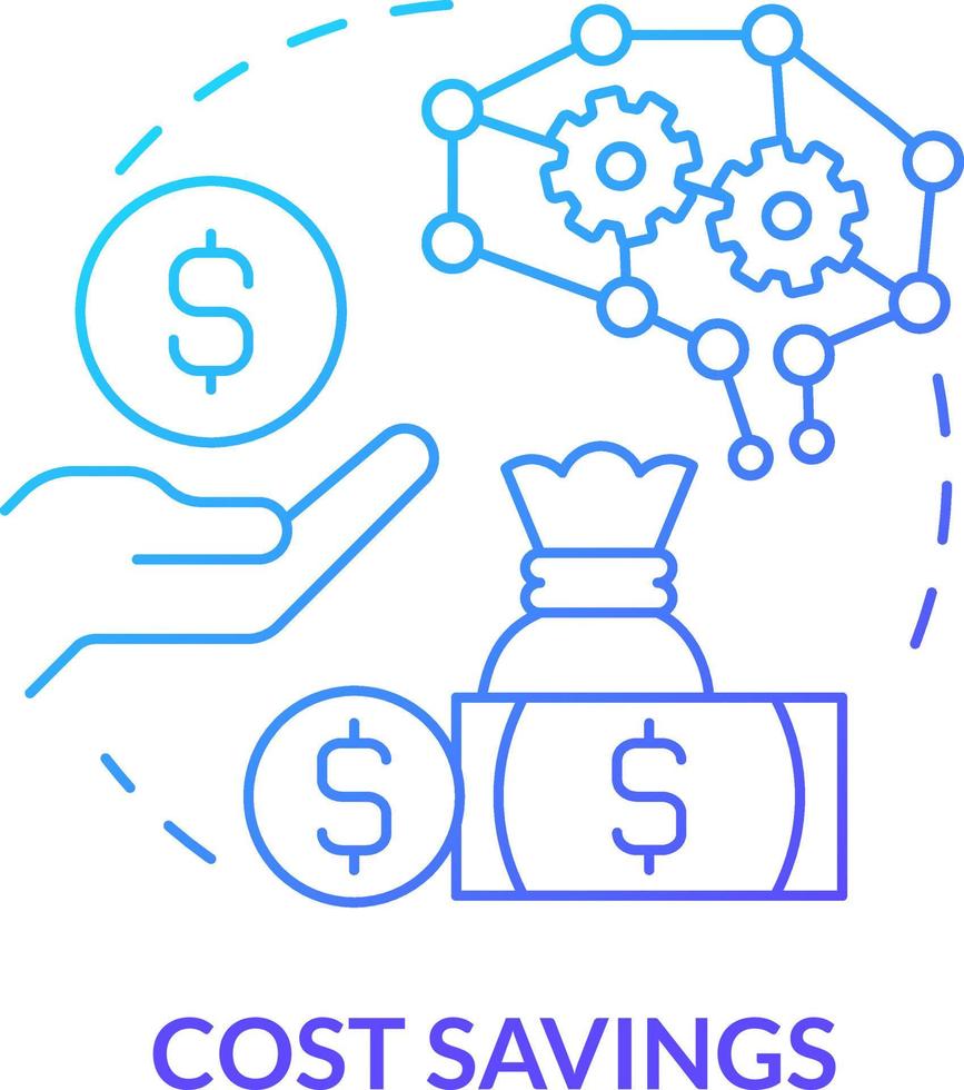 Cost savings blue gradient concept icon. Cheap automation service. Benefit of AI in marketing abstract idea thin line illustration. Isolated outline drawing vector