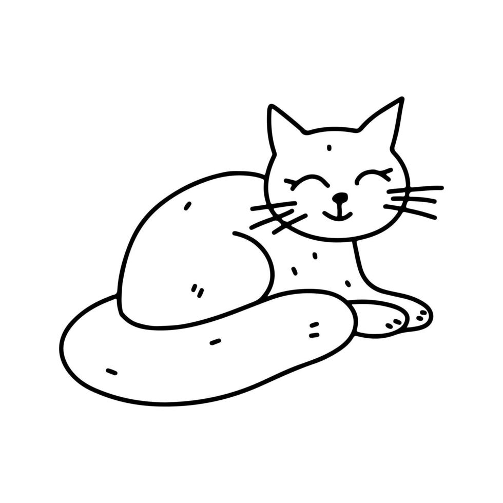 gracioso gato en mano dibujado garabatear estilo . vector ilustración aislado en blanco antecedentes para impresión y póster. linda animal.