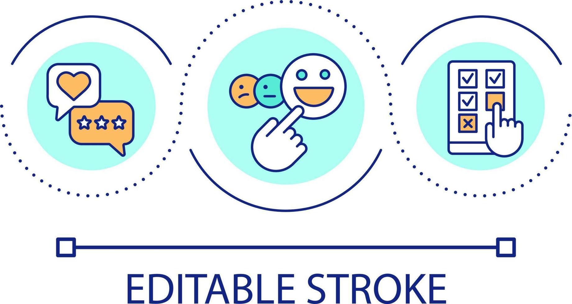 Positive experience loop concept icon. Service customer feedback. Information collecting abstract idea thin line illustration. Isolated outline drawing. Editable stroke vector