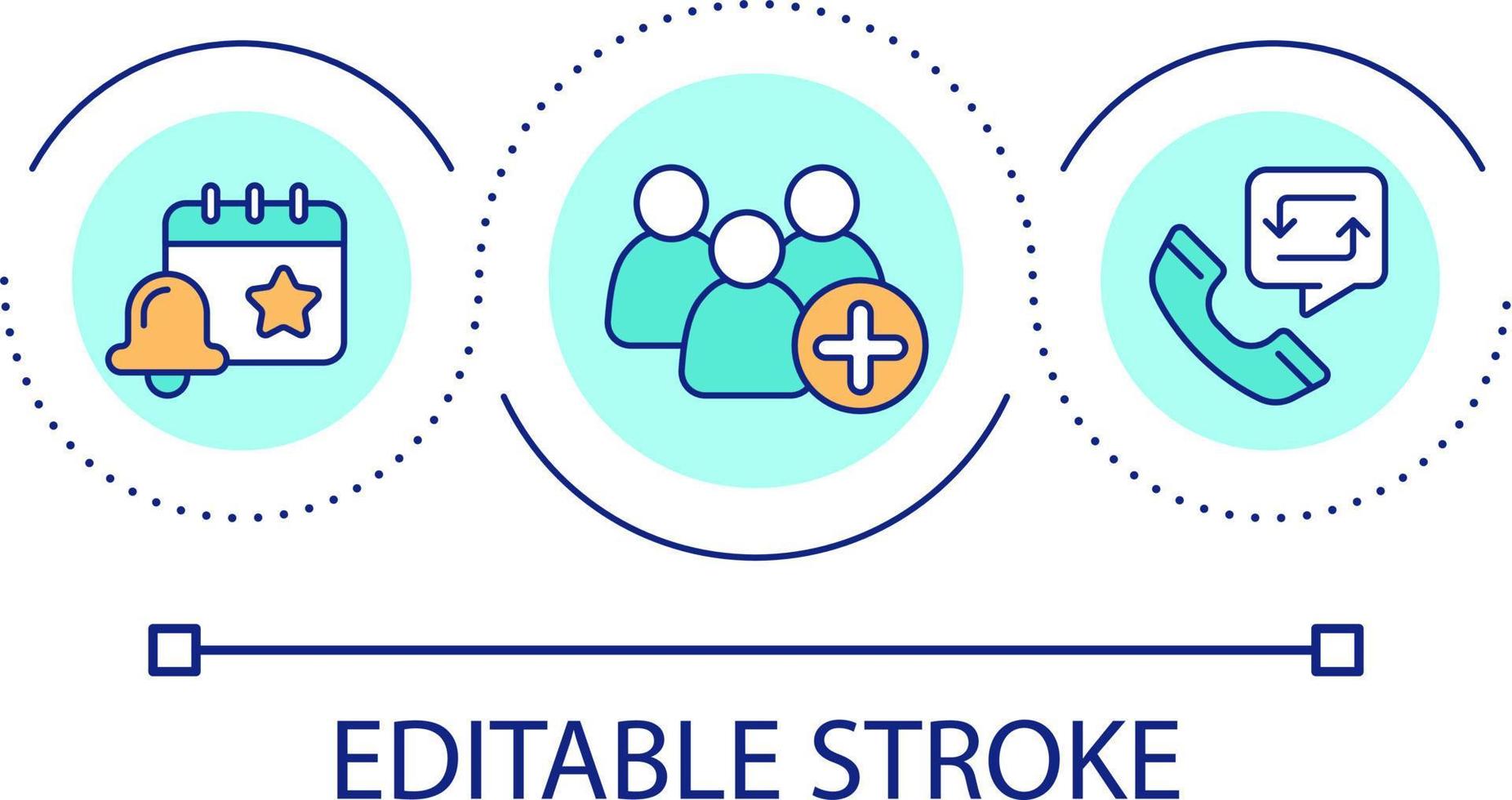 Invite participants of corporate event loop concept icon. Planning meeting. Communication abstract idea thin line illustration. Isolated outline drawing. Editable stroke vector