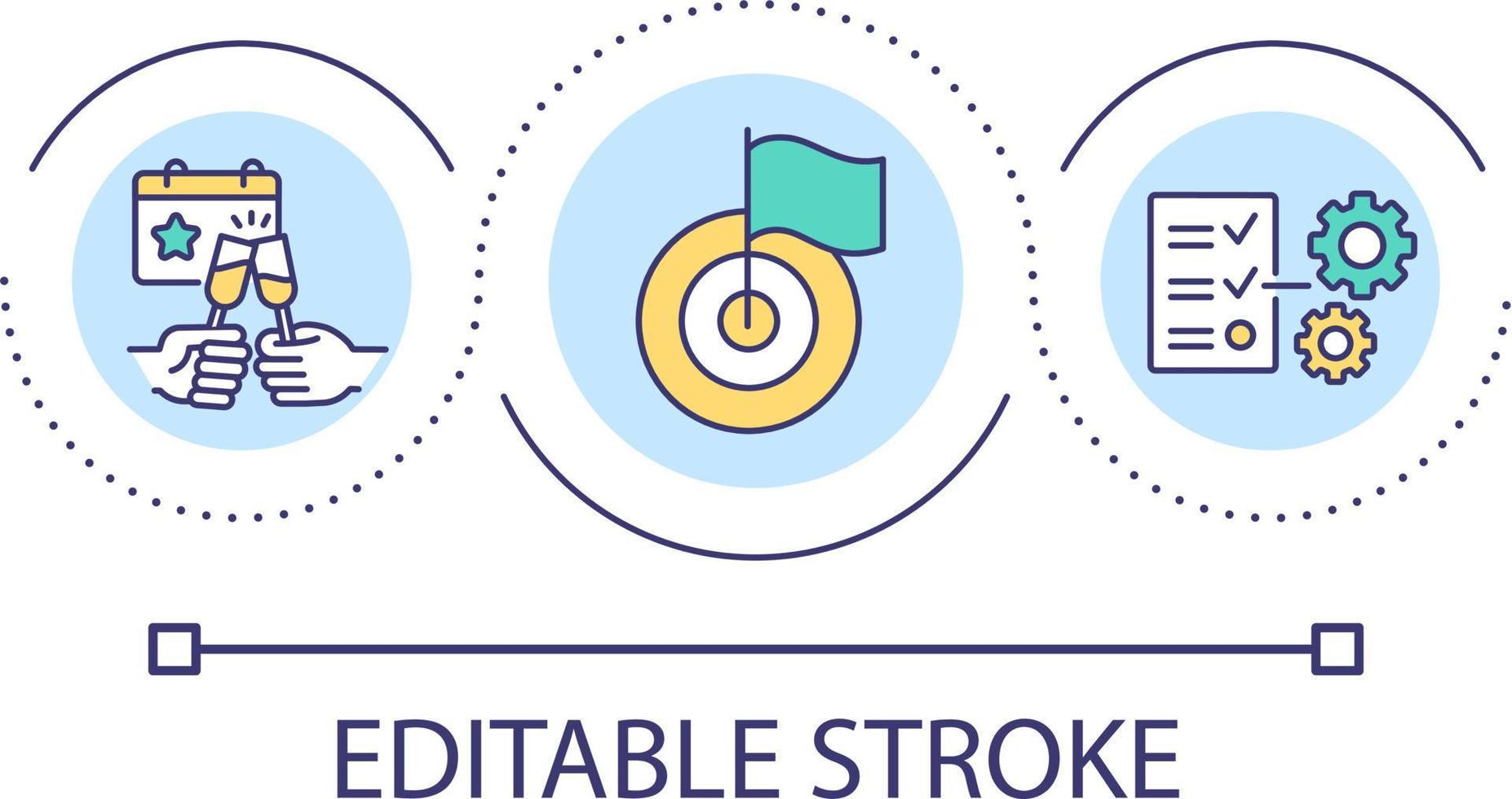 Goal achievement celebration loop concept icon. Business development strategy. Corporate party abstract idea thin line illustration. Isolated outline drawing. Editable stroke vector