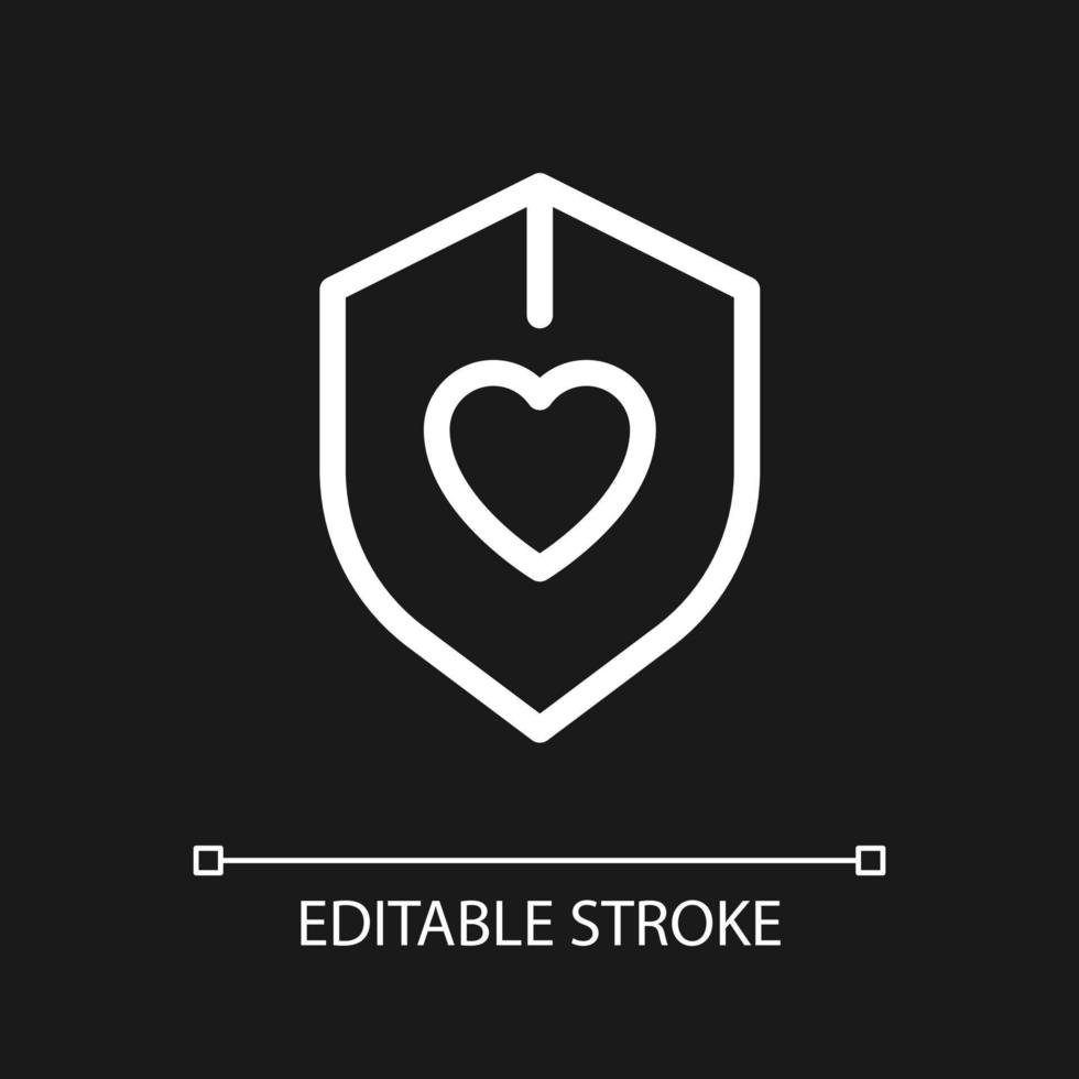 Immune system pixel perfect white linear ui icon for dark theme. Organism protection. Medicaid. Vector line pictogram. Isolated user interface symbol for night mode. Editable stroke