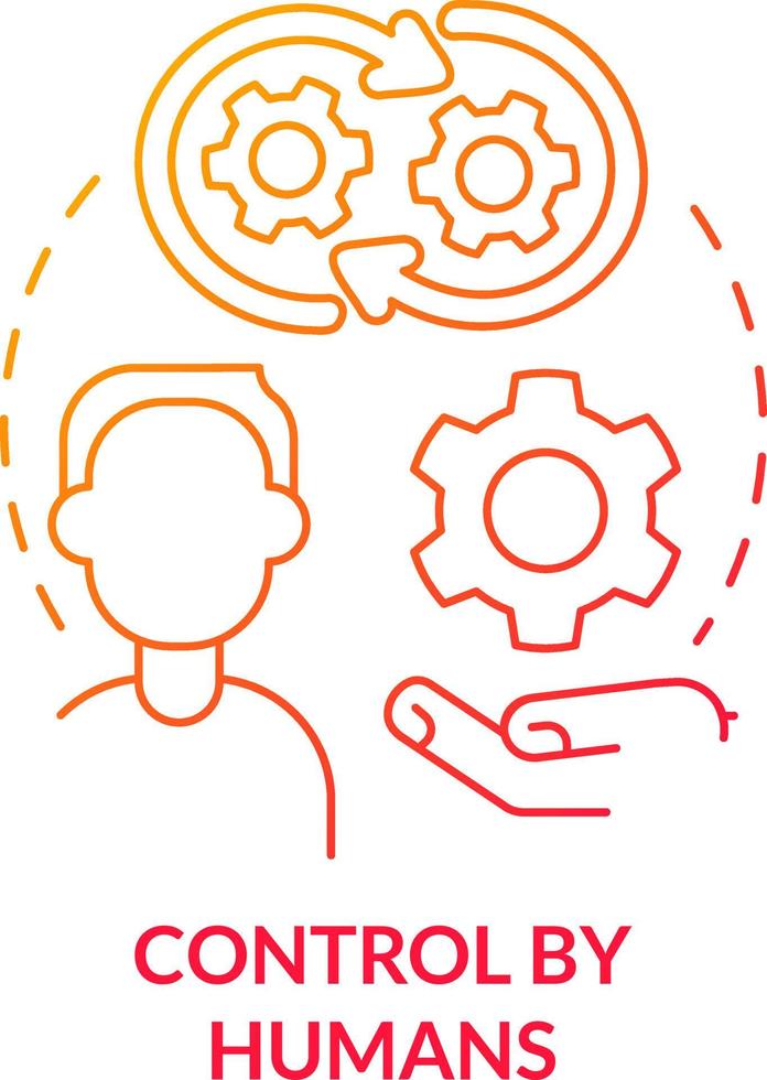 Control by humans red gradient concept icon. Changing algorithm. Disadvantage of AI marketing abstract idea thin line illustration. Isolated outline drawing vector