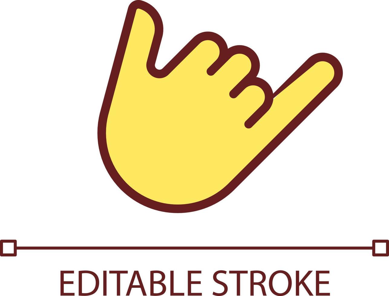 Shaka sign pixel perfect RGB color icon. Call me. Greeting gesture. Non verbal communication. Isolated vector illustration. Simple filled line drawing. Editable stroke