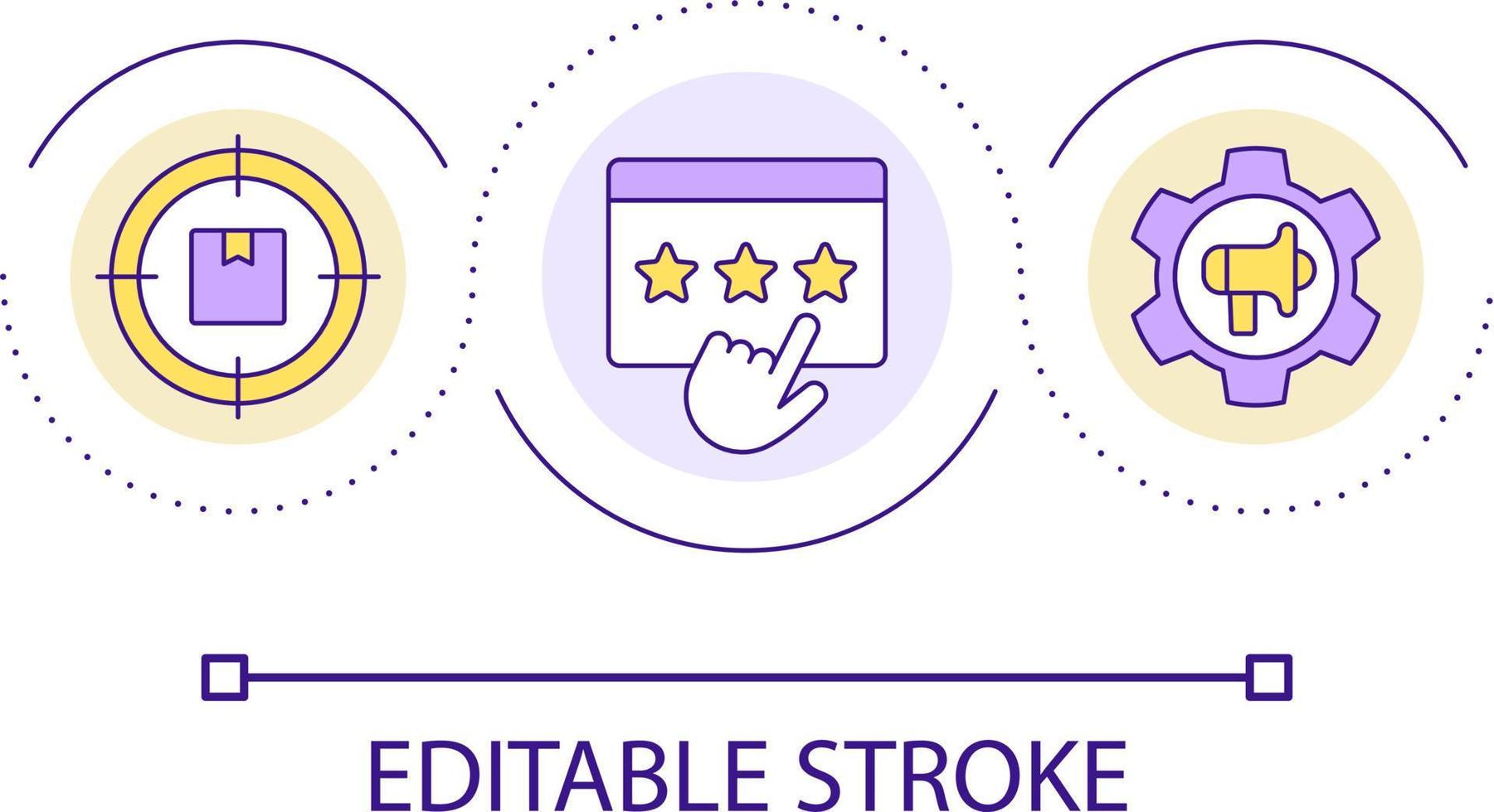 Promoted product review loop concept icon. Indicating customer satisfaction abstract idea thin line illustration. Target market. Isolated outline drawing. Editable stroke vector
