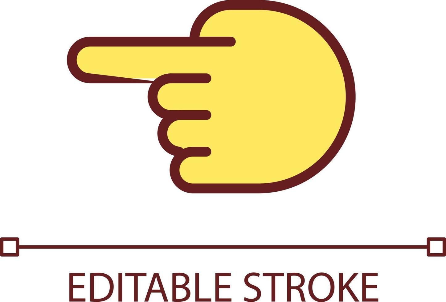 Hand pointing aside pixel perfect RGB color icon. Index finger showing direction. Hand gesture. Isolated vector illustration. Simple filled line drawing. Editable stroke