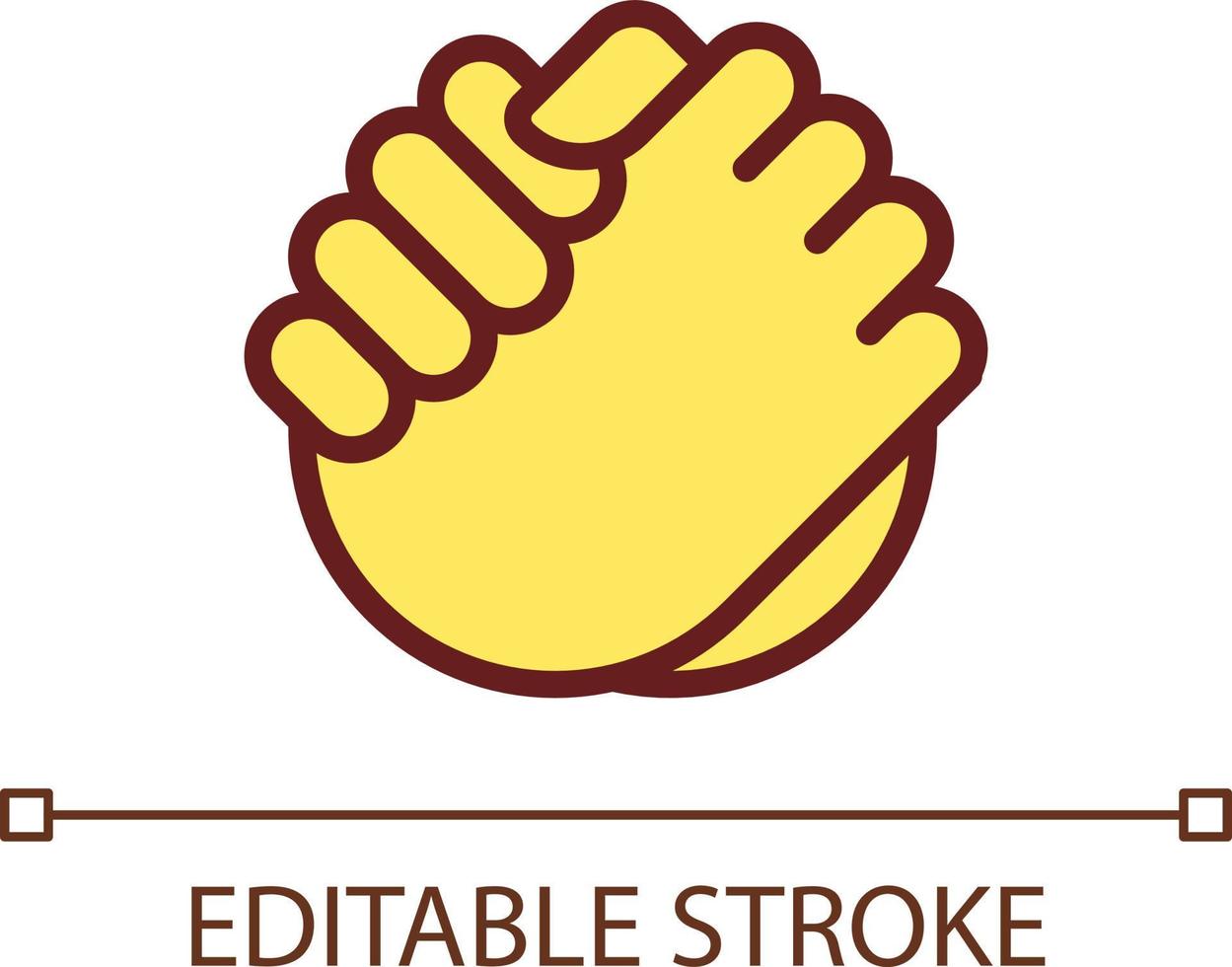 Friendly handshake pixel perfect RGB color icon. Joining hands. Buddies greeting gesture. Isolated vector illustration. Simple filled line drawing. Editable stroke