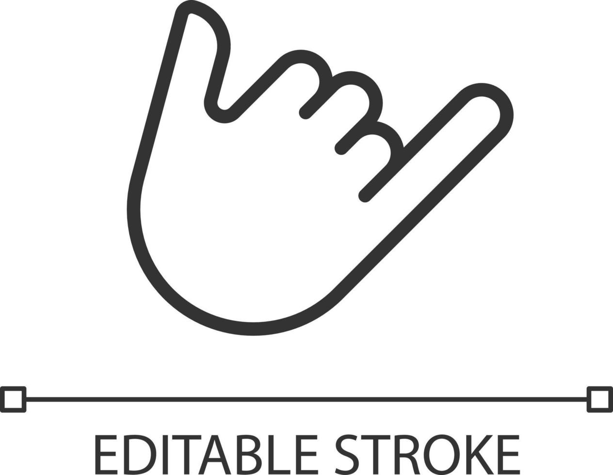 Shaka sign pixel perfect linear icon. Call me. Greeting gesture. Non verbal communication. Thin line illustration. Contour symbol. Vector outline drawing. Editable stroke