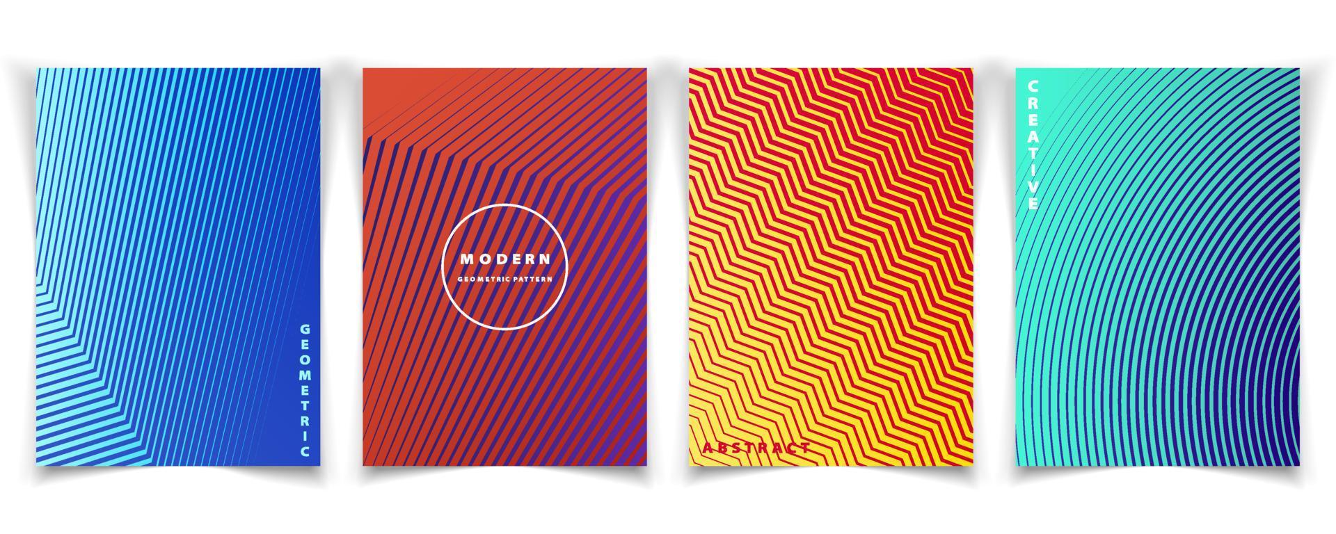 Abstract geometric pattern design of color cover style. Simple design with gradient colors decoration brochure set. Vector