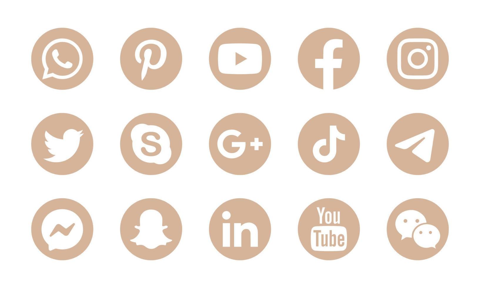 Set of popular social media logo. Facebook, Instagram, Twitter ...