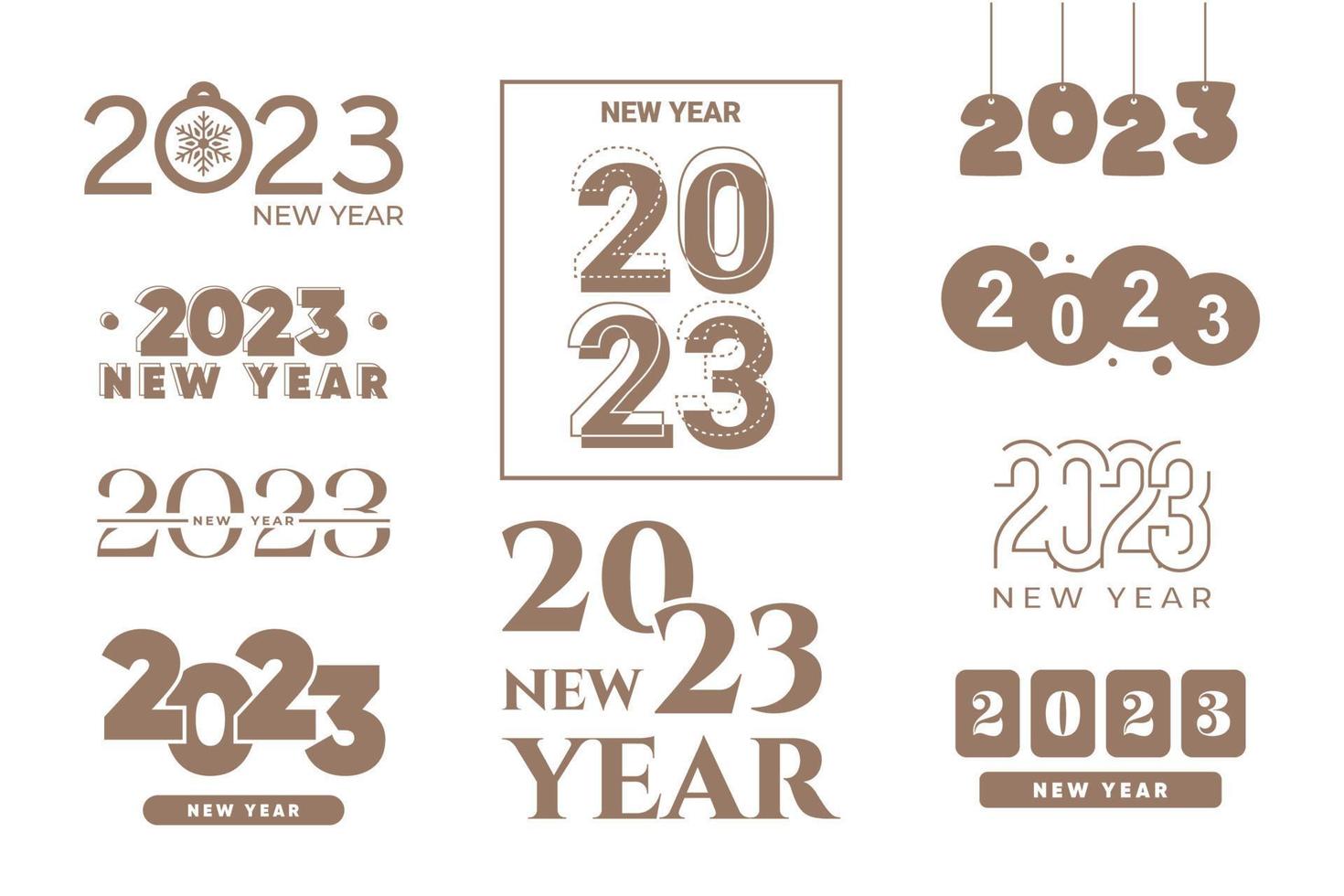 2023 new year logo text design set. 2023 number design template. Calendar simple icon. Modern abstract banner. Vector graphic illustartion