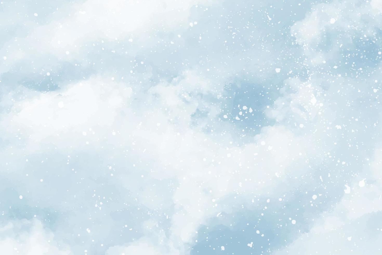 Abstract blue winter watercolor background. Sky pattern with snow vector