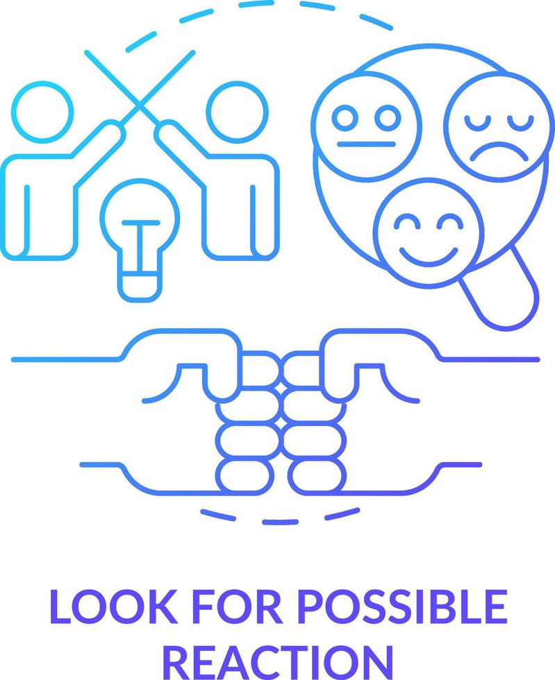 Look for possible reaction blue gradient concept icon. Customer behavior. Trend evaluation abstract idea thin line illustration. Isolated outline drawing vector