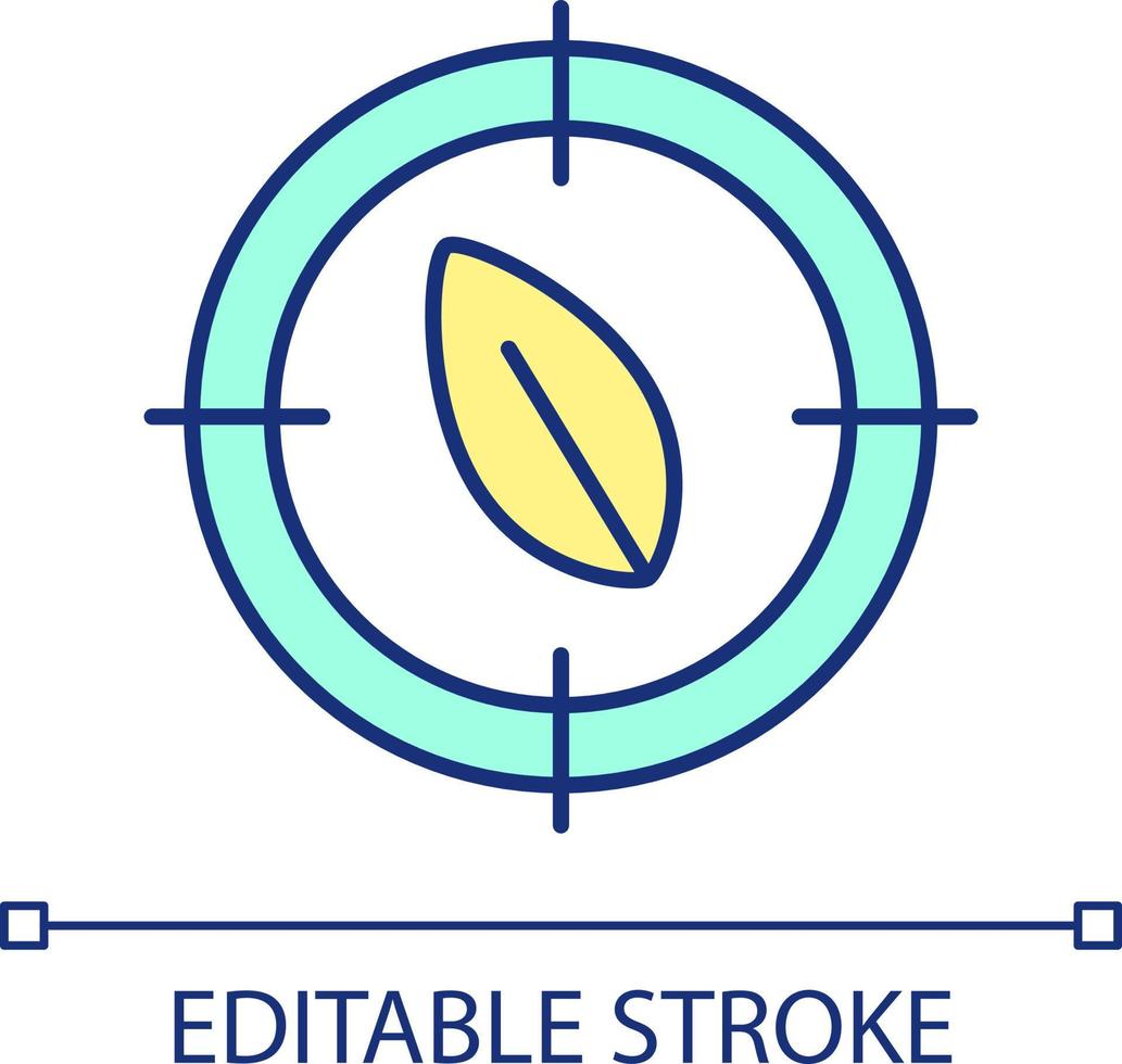 Environmentally-friendly product RGB color icon. Eco centric approach. Ecological ethics. Sustainability. Isolated vector illustration. Simple filled line drawing. Editable stroke