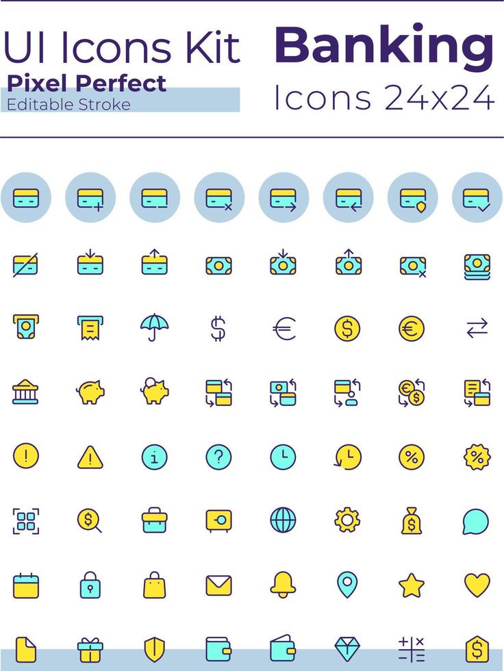 Banking and finance pixel perfect RGB color ui icons set. Credit card operations. GUI, UX design for mobile app. Vector isolated pictograms. Editable stroke