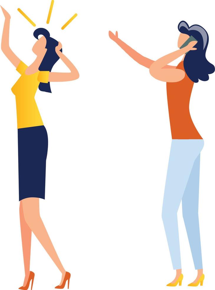 Female characters making gestures cartoon vector