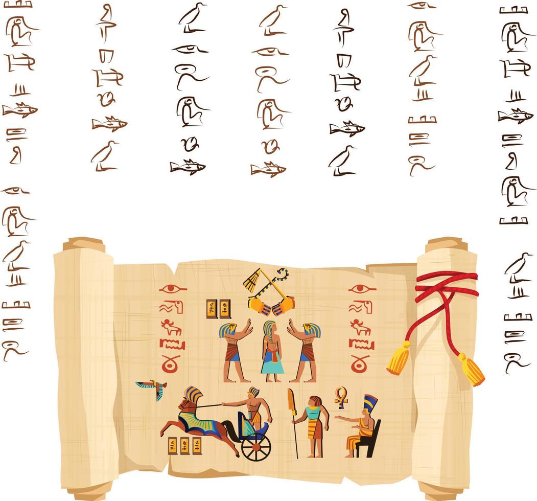 antiguo egipto papiro pergamino vector de dibujos animados