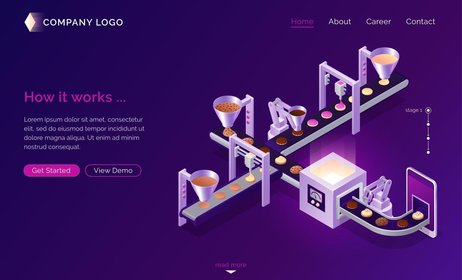 Server cookies technology, isometric concept vector