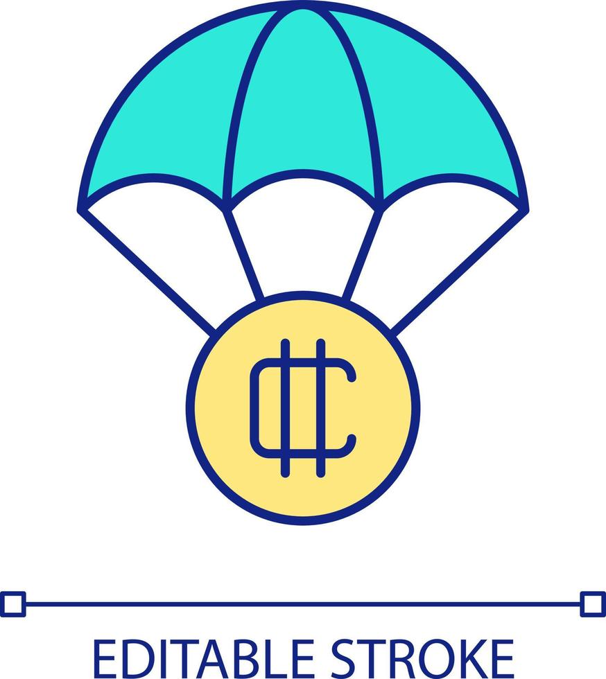 Crypto airdrop RGB color icon. Sharing new token with users. Free coins. Blockchain development. Isolated vector illustration. Simple filled line drawing. Editable stroke