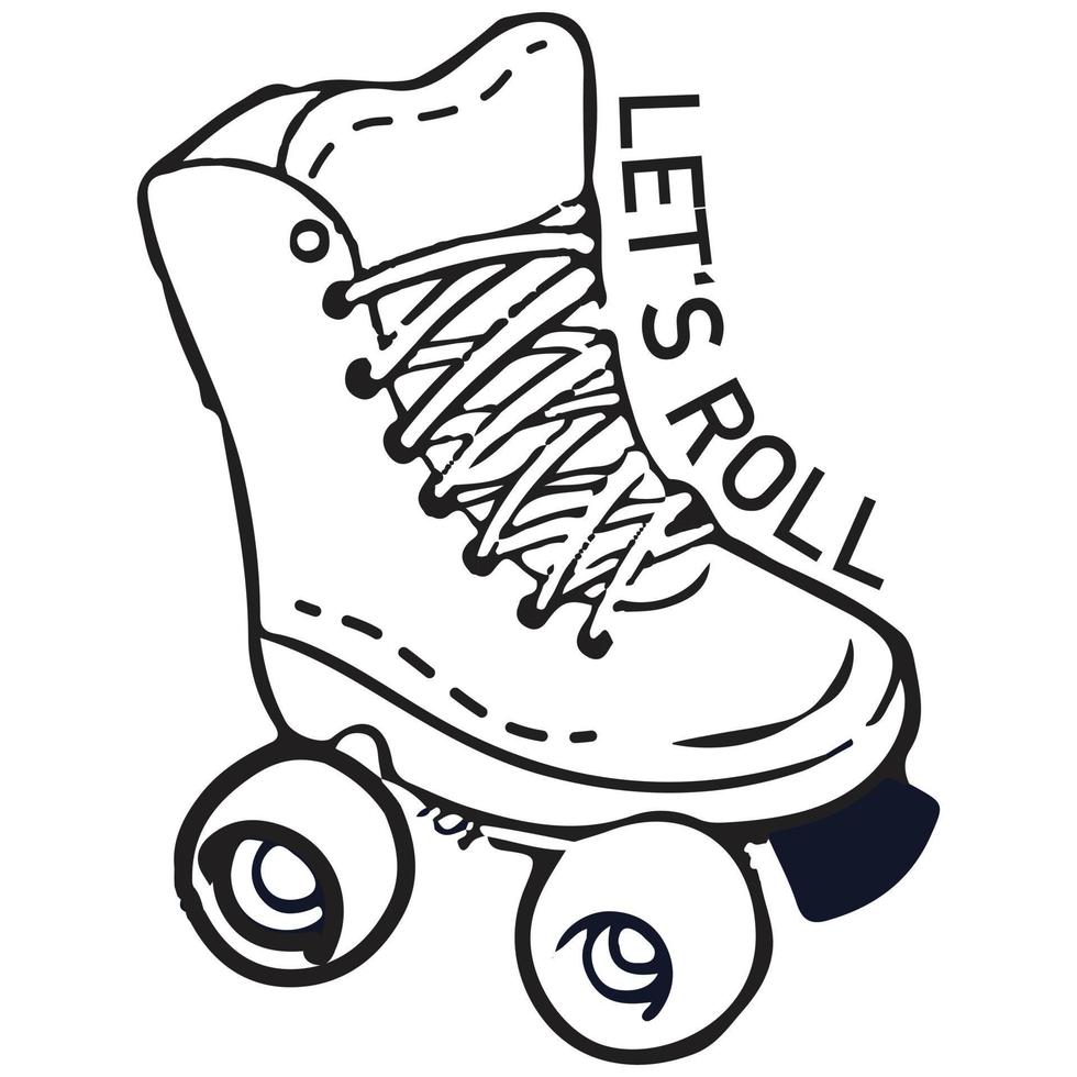 Hand drawn roller skate cartoon illustration for kids t shirt design vector