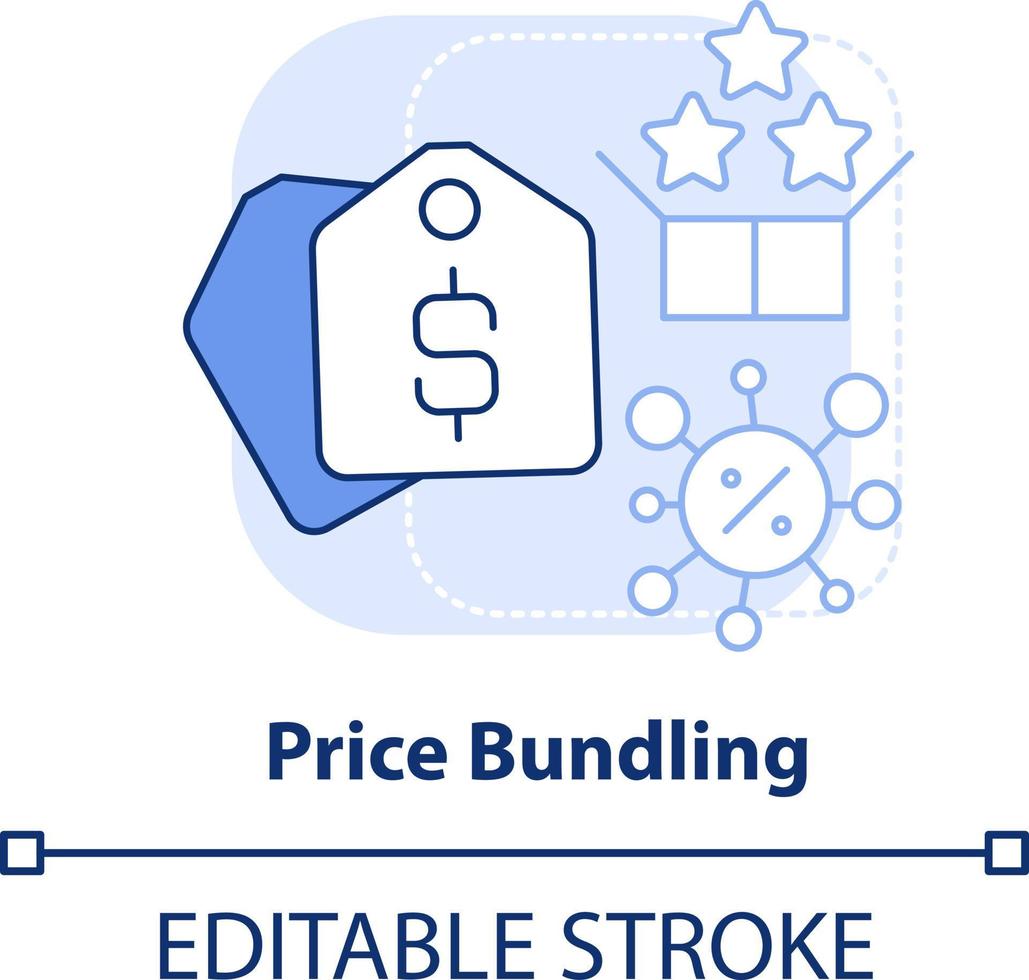 Price bundling light blue concept icon. Products and services. Type of discounts abstract idea thin line illustration. Isolated outline drawing. Editable stroke vector