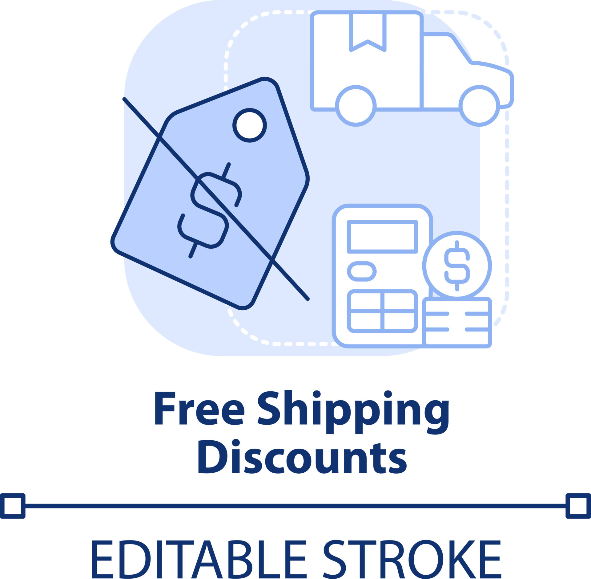Free shipping discounts light blue concept icon. Delivery. Type of