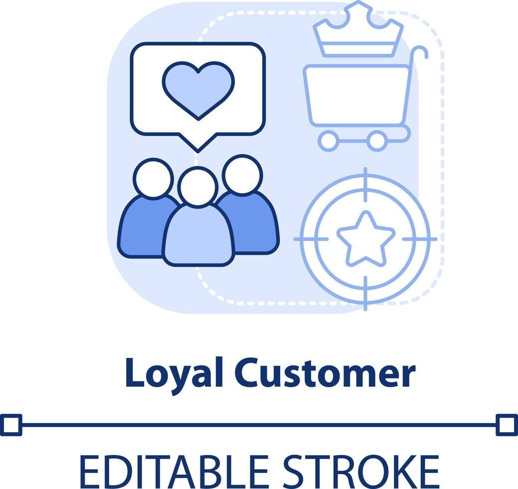 Loyal customers light blue concept icon. Positive experience. Type of clients abstract idea thin line illustration. Isolated outline drawing. Editable stroke vector