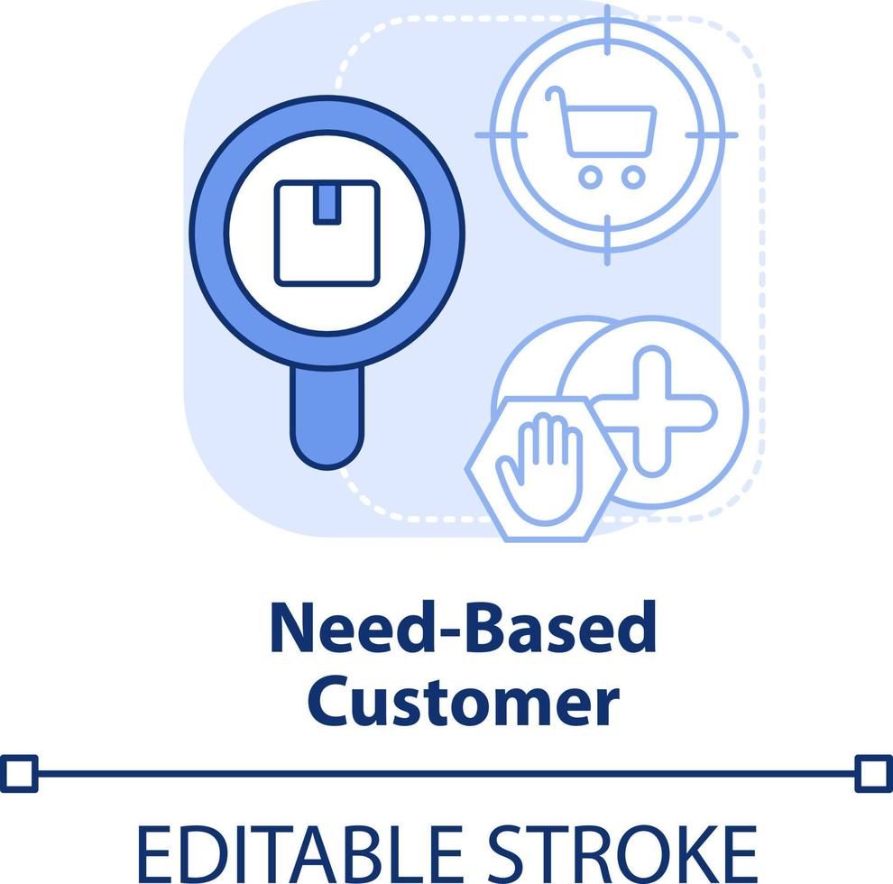 Need based customer light blue concept icon. Occasion. Type of business clients abstract idea thin line illustration. Isolated outline drawing. Editable stroke vector
