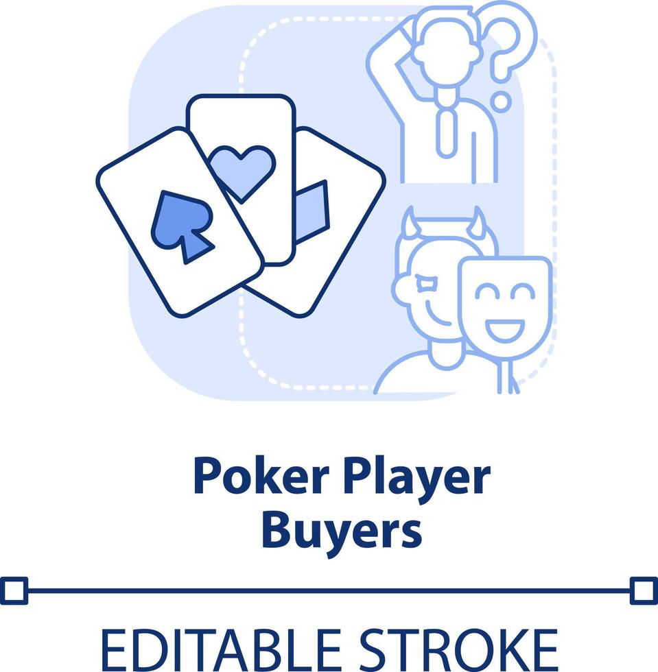 Poker player buyers light blue concept icon. Best price. Dealing with customers abstract idea thin line illustration. Isolated outline drawing. Editable stroke vector