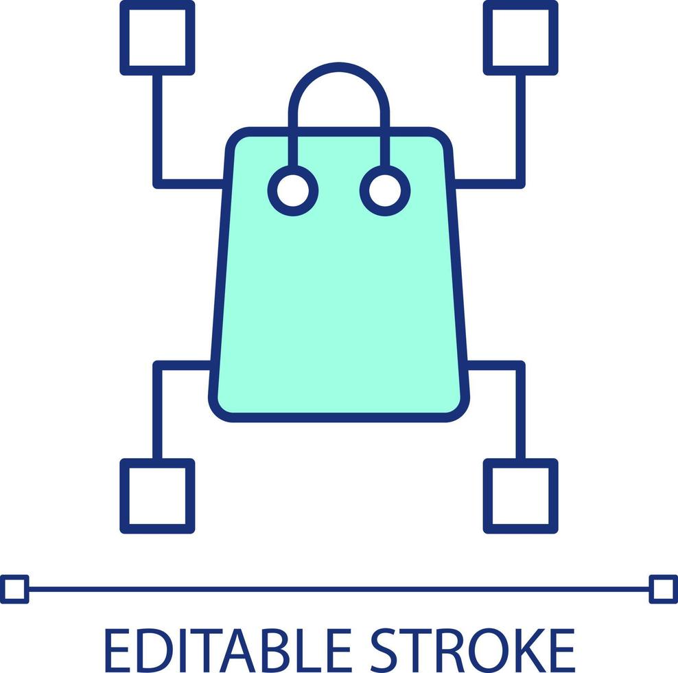 Multiple sourcing in procurement RGB color icon. Product inventory. Dropshipping suppliers. Vendor contracts. Isolated vector illustration. Simple filled line drawing. Editable stroke