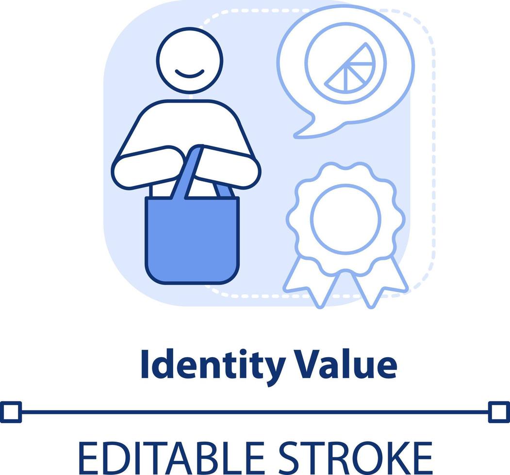 Identity value light blue concept icon. Items of reputation. Product advantage abstract idea thin line illustration. Isolated outline drawing. Editable stroke vector