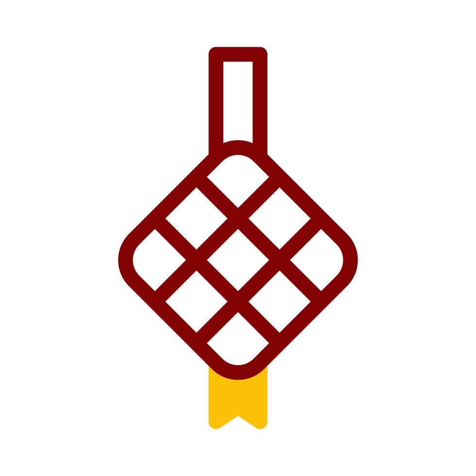 ketupat icon duotone red yellow style ramadan illustration vector element and symbol perfect.