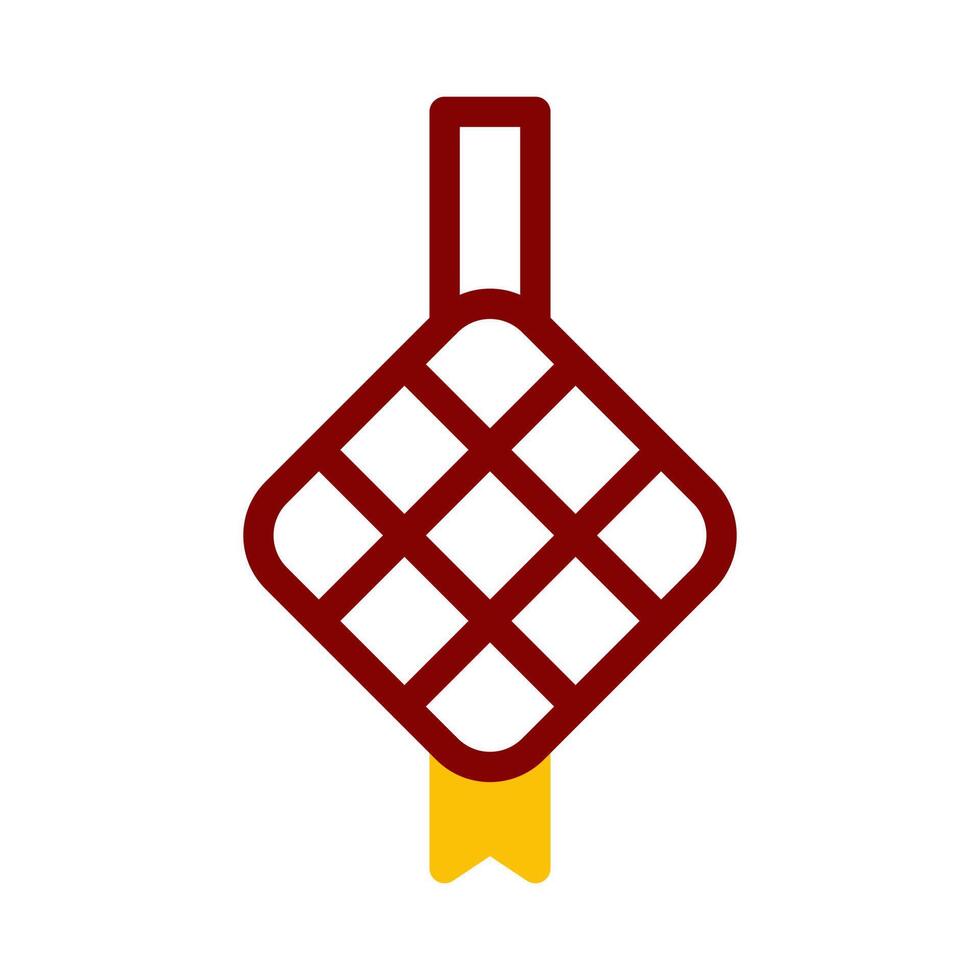 ketupat icon duotone red yellow style ramadan illustration vector element and symbol perfect.