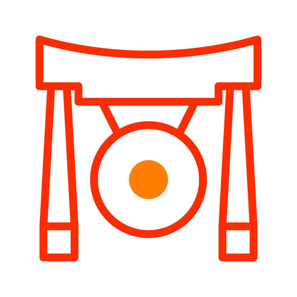 gong icono duotono rojo estilo chino nuevo año ilustración vector Perfecto