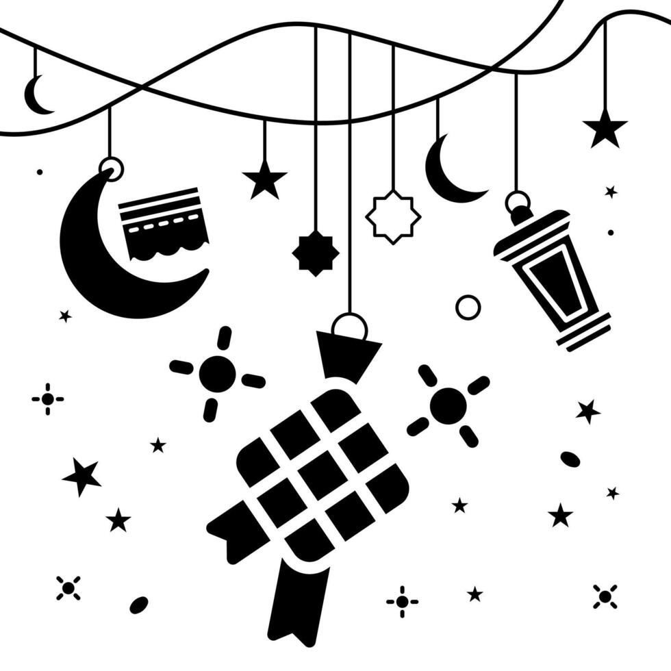 Vector Ramadan kareem element background decorative design black and white style