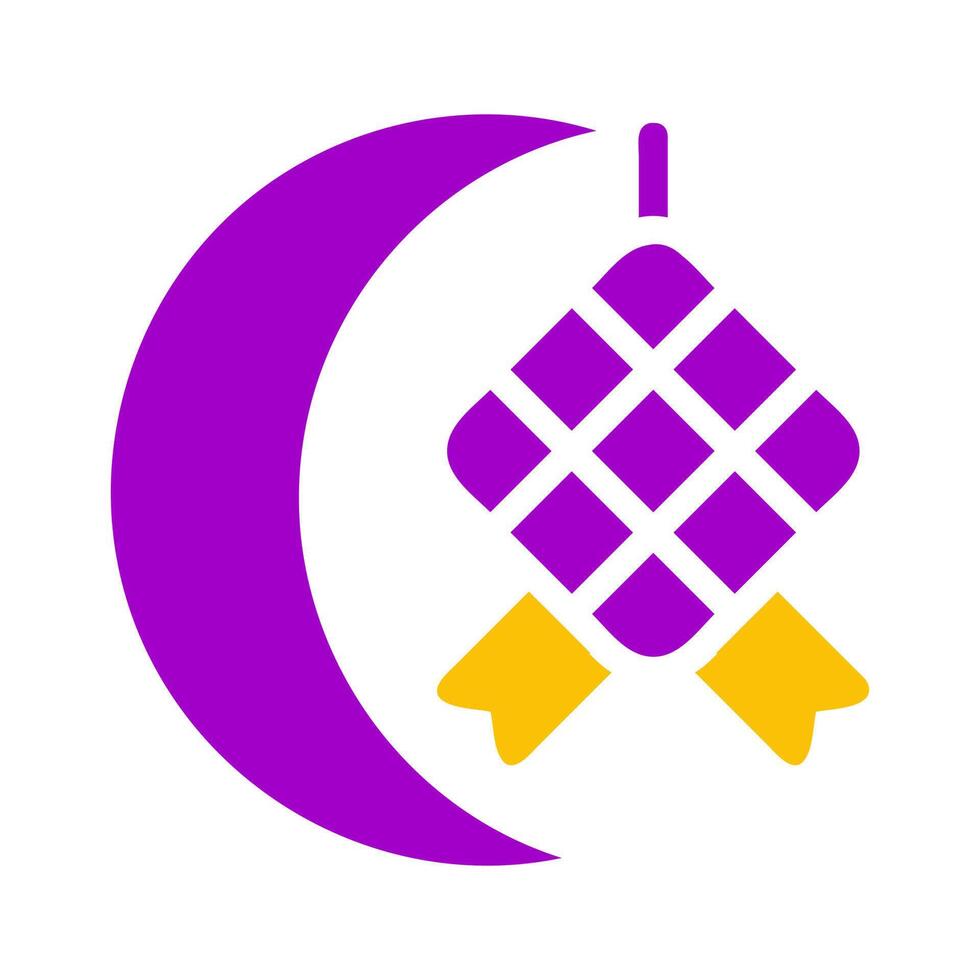 ketupat icon solid purple yellow style ramadan illustration vector element and symbol perfect.