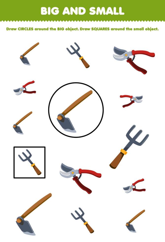 Education game for children arrange by size big or small by drawing